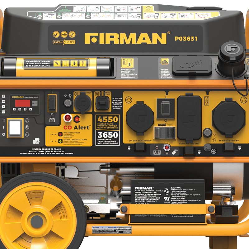 Firman Performance Series P03631 Portable Generator, 30 A, 120/240 V, 3650 W Output, Gasoline, 5 gal Tank