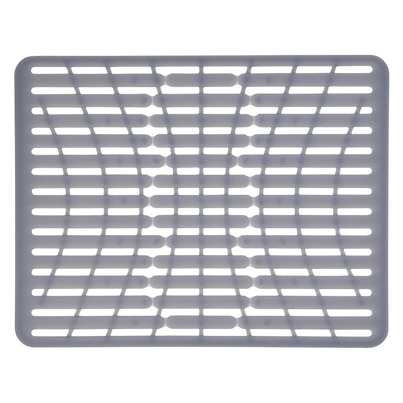 Good Grips 13138200 Sink Mat, 16-1/4 in L, 12-3/4 in W, 1/4 in Thick, Silicone, Gray