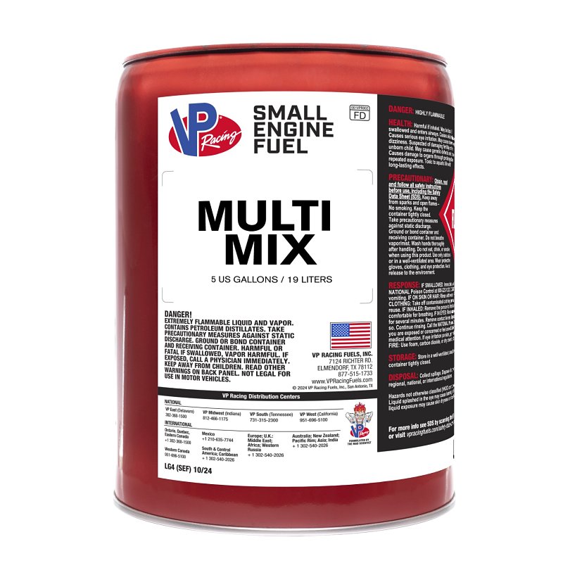VP Racing 6812 Multi-Mix Small Engine Fuel, Aromatic Hydrocarbon, Blue, 5 gal Pail