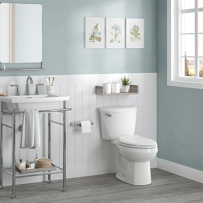 American Standard 736CA101.020 Complete Toilet, Elongated Bowl, 1.28 gpf Flush, 12 in Rough-In, 15 in H Rim, White