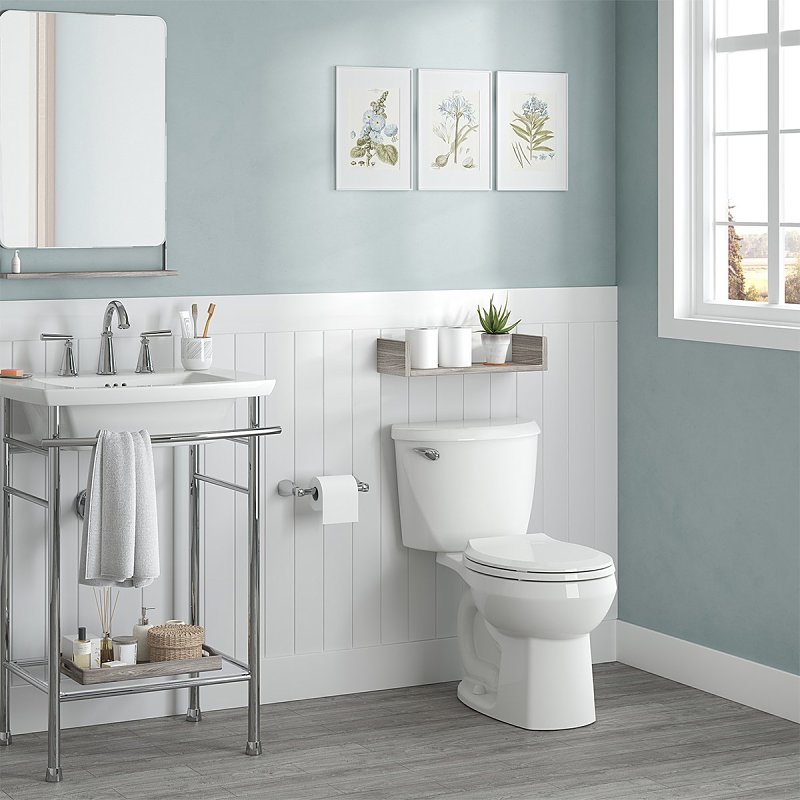 American Standard 736DA001.020 Complete Toilet, Round Front Bowl, 1.6 gpf Flush, 12 in Rough-In, 15 in H Rim, White