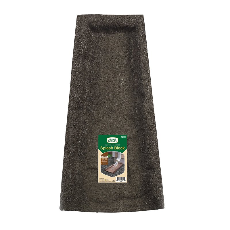 GroundSmart GSSBBN6 Landscape Splash Block, 1.8 ft L, 10 in W, Rubber, Brown