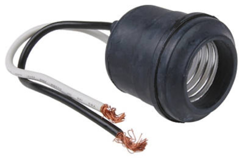 Legrand 201CC12 Pigtail Lamp Holder, 250 V, 660 W, Rubber Housing Material, Black