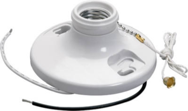 Legrand 280WHCC18 Pullchain Lamp Holder with Cage Neck, 250 V, 250 W, Phenolic Housing Material, White
