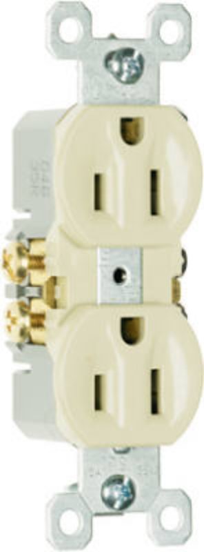 Legrand 3232ITU Standard Duplex Outlet, 2 -Pole, 15 A, 125 V, Push, Side Wiring, Ivory