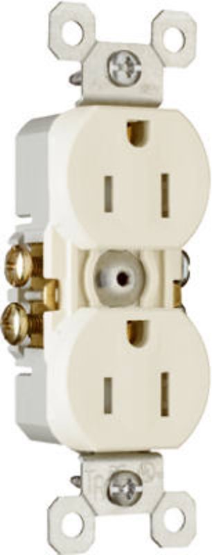 Pass & Seymour TradeMaster Series 3232TRLACC14 Duplex Receptacle, Thermoplastic, 2-Pole, 3-Wire, 14 to 12 AWG Wire