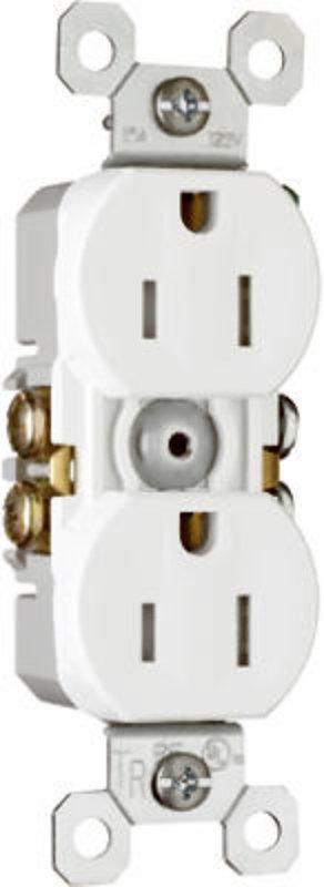Pass & Seymour TradeMaster Series 3232TRWCC14 Duplex Receptacle, Thermoplastic, White, 2-Pole, 15 A, 125 V