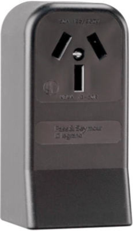 Pass & Seymour 385CC6 Straight Blade Power Outlet Receptacle, Surface Mounting, 3 -Pole, 125/250 V, 50 A, Black