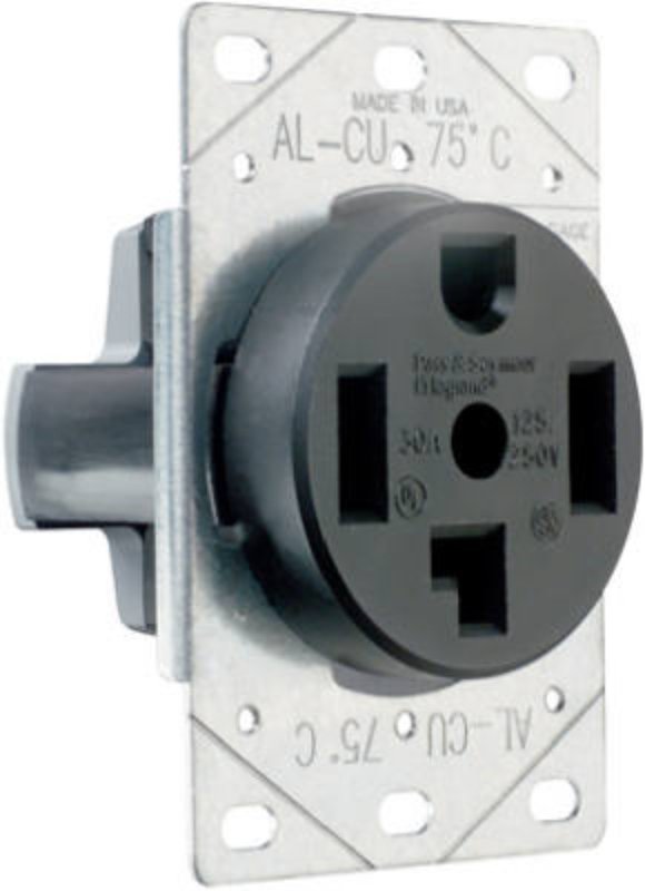 Pass & Seymour 3864CC6 Straight Blade Power Outlet Receptacle, Flush Mounting, 3 -Pole, 125/250 V, 30 A, Black