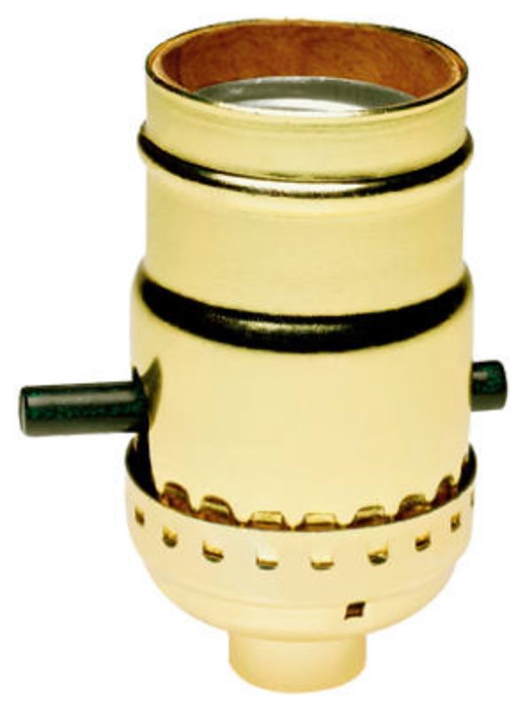 Pass & Seymour 6098PGCC20 Lamp Holder, 2 in W x 2-1/2 in H Dimensions, 250 V, 660 W, Brass/Metal Housing Material