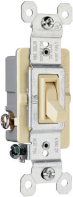 Legrand 663IGTU Toggle Switch, 15 A, 120 VAC, 3 -Position, Side Wire Terminal, Ivory
