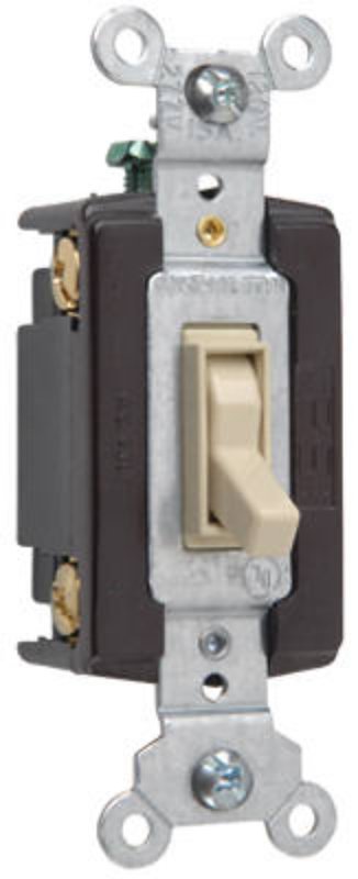 Pass & Seymour 664IGCC12 TradeMaster Series Toggle Switch, Ivory, 15 A, 120 VAC, Push Wire, Side Wire Terminal, 4-Pole
