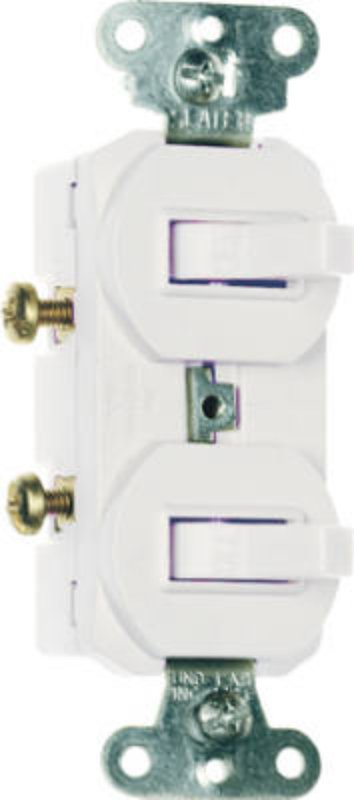 Legrand 690WGCC6 Double Combination Switch, 15 A, 120/277 VAC, Side Wire Terminal, White