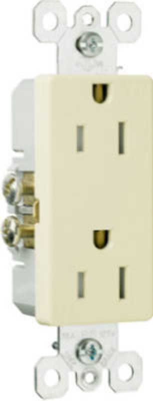 Pass & Seymour radiant Series 885TRICC8 Duplex Receptacle, Thermoplastic, 2-Pole, 15 A, 125 V, 3-Wire