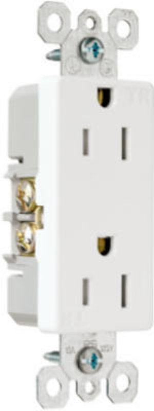 Pass & Seymour radiant Series 885TRWCC12 Duplex Receptacle, Thermoplastic, White, 2-Pole, 15 A, 125 V, NEMA: 5-15R