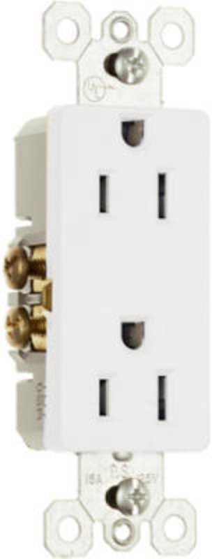 Pass & Seymour radiant Series 885WCC21 Duplex Receptacle, Thermoplastic, White, 2-Pole, 15 A, 125 V