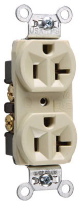 Legrand CRB5362ICC12 Duplex Receptacle, 2 -Pole, 20 A, 125 VAC, Back, Side Wiring, NEMA: 5-20R, Ivory