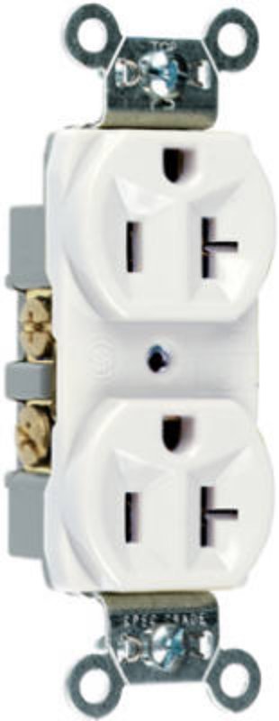 Legrand CRB5362WCC12 Duplex Receptacle, 2 -Pole, 20 A, 125 VAC, Back, Side Wiring, NEMA: 5-20R, White