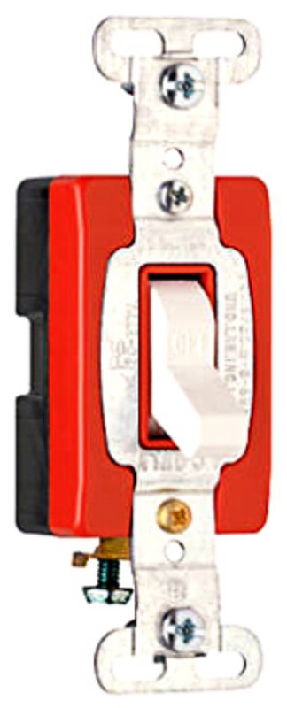 Pass & Seymour CSB20AC1WCC8 Series Switch, 1-Poles, Red/White, 20 A, 120/277 VAC, Back Wire, Side Wire Terminal