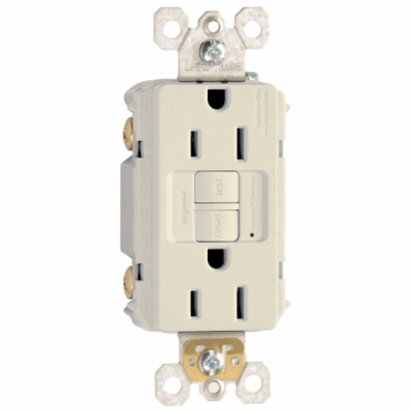 Pass & Seymour radiant Series 1597LACCD12 GFCI Duplex Receptacle, Nylon, Light Almond, 2-Pole, 15 A, 3-Wire