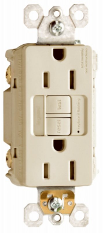 Legrand radiant 1597NTLTRICCD4 Nightlight/GFCI Receptacle, 2 -Pole, 15 A, 125 VAC, Back, Side Wiring, Ivory