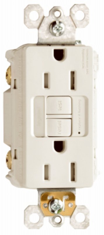 Legrand radiant 1597NTLTRLACCD4 Nightlight/GFCI Receptacle, 2 -Pole, 15 A, 125 VAC, Back, Side Wiring