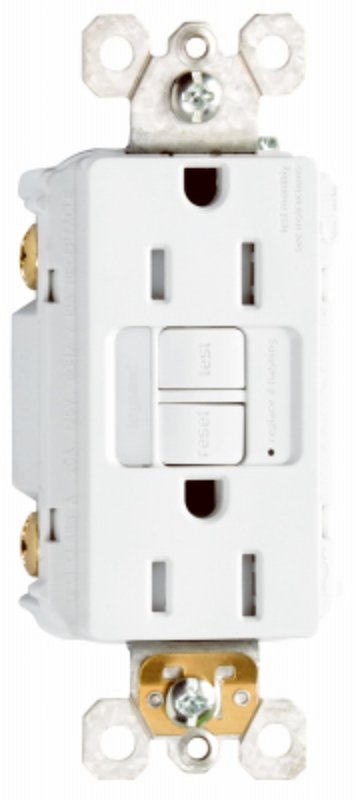 Legrand radiant 1597NTLTRWCCD4 Nightlight/GFCI Receptacle, 2 -Pole, 15 A, 125 VAC, Back, Side Wiring, White