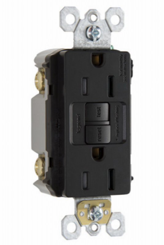 Pass & Seymour radiant Series 1597TRBKCCD4 GFCI Duplex Receptacle, Nylon, Black, 2-Pole, 15 A, 125 VAC, NEMA: 5-15R