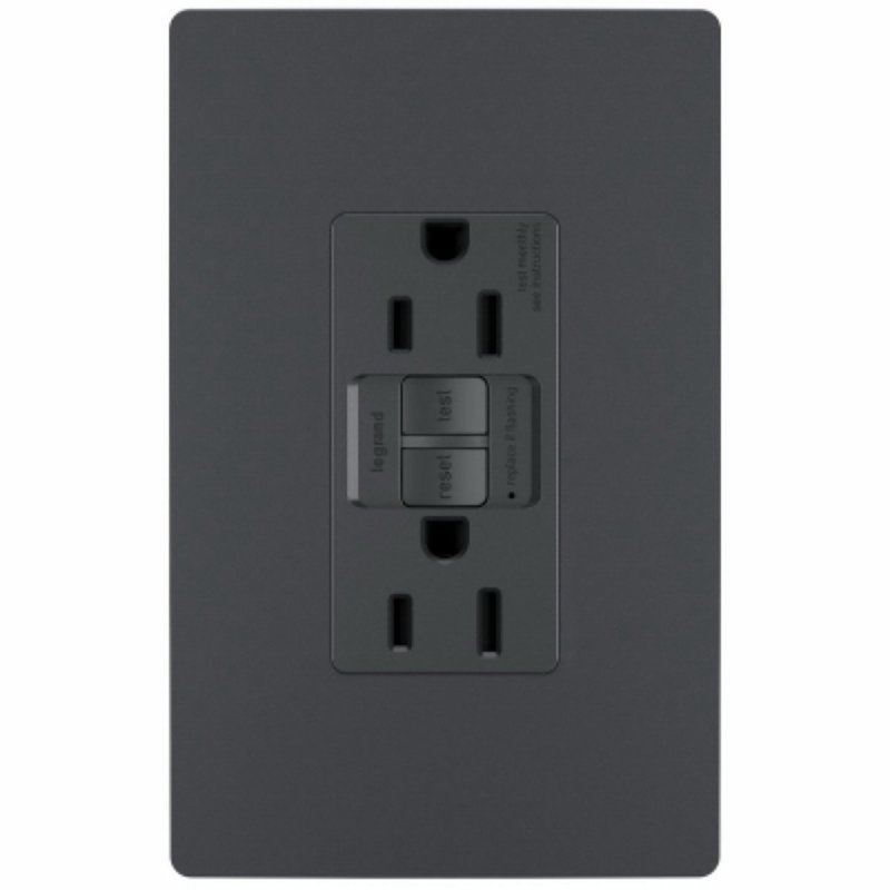 Legrand radiant Series 1597TRGCC4 Duplex Self-Test GFCI Receptacle, 125 V, 15 A, NEMA: NEMA 5-15R, Graphite