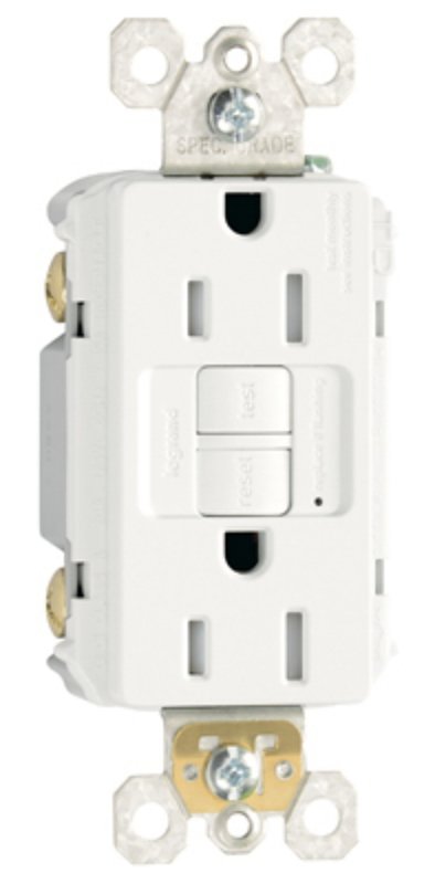 Pass & Seymour radiant Series 1597TRWCCD12 GFCI Duplex Receptacle, Nylon, White, 2-Pole, 15 A, 3-Wire, NEMA: 5-15R