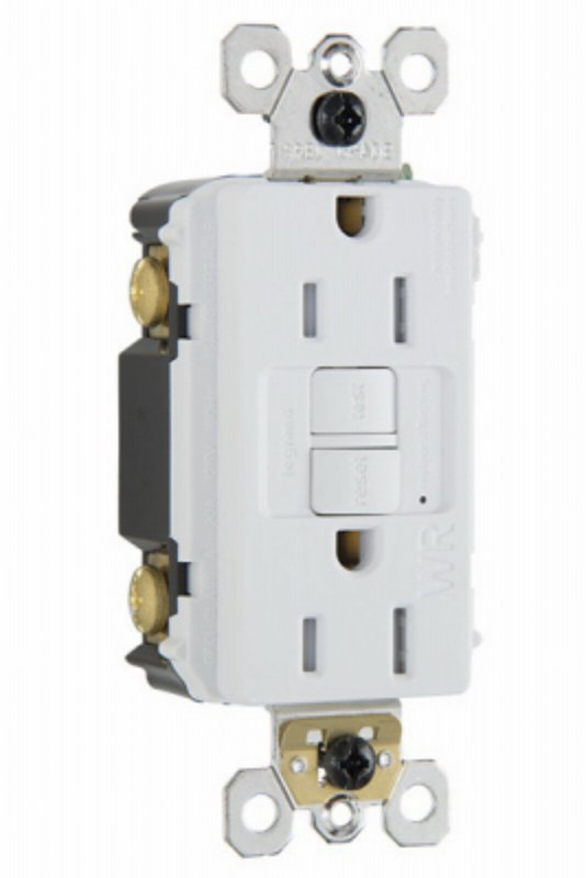 Pass & Seymour radiant Series 1597TRWRWCCD4 GFCI Duplex Receptacle, Nylon, White, 2-Pole, 15 A, 125 VAC, 3-Wire