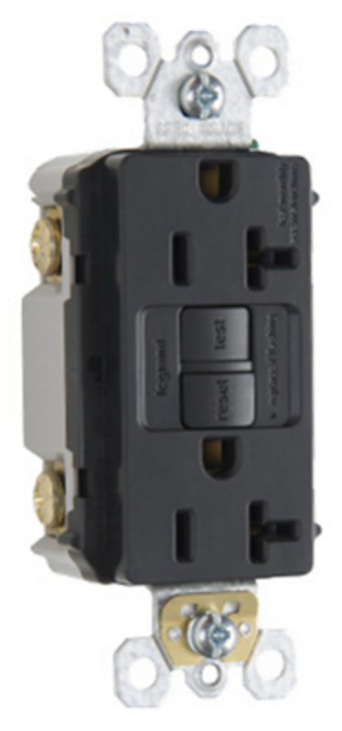 Legrand radiant 2097BKCCD12 GFCI Outlet, 125 V, 20 A, NEMA: NEMA 5-20R, Black