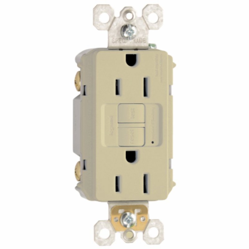 Pass & Seymour radiant Series 1597I3PKCC4 GFCI Duplex Receptacle, Nylon, Ivory, 2-Pole, 15 A, 125 VAC, NEMA: 5-15R