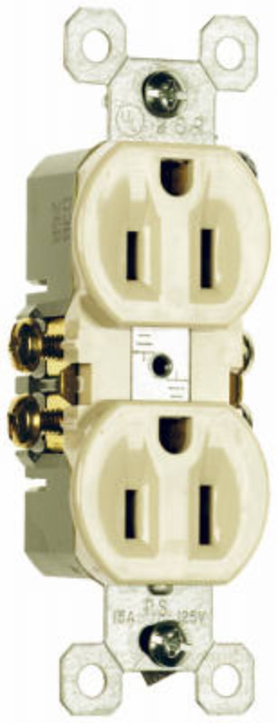 Legrand TradeMaster 3232LAU Duplex Receptacle, 2 -Pole, 15 A, 125 VAC, Light Almond