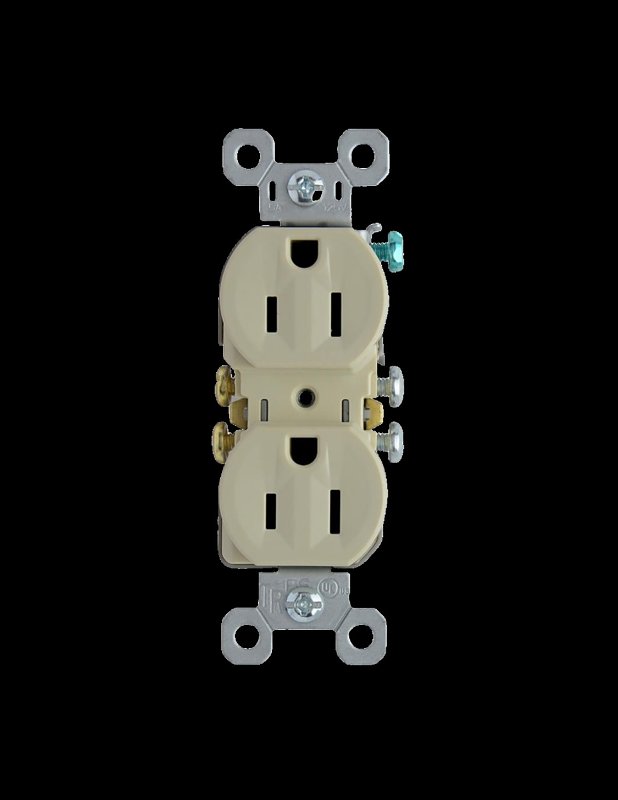 Pass & Seymour TradeMaster Series 3232TRICP8 Duplex Receptacle, Thermoplastic, Ivory, 2-Pole, 15 A, 125 V, NEMA: 5-15R, bx 8