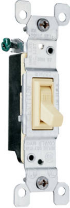 Pass & Seymour TradeMaster Series 660IGCACC20 Toggle Switch, 15 A, 120 VAC, Back Wire, Side Wire Terminal, Ivory