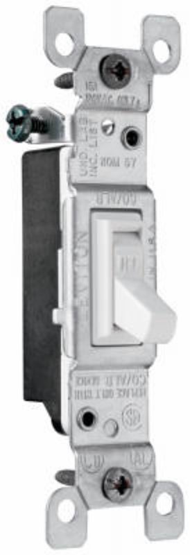 Pass & Seymour TradeMaster Series 660WGCACC20 Toggle Switch, 15 A, 120 VAC, Back Wire, Side Wire Terminal, White