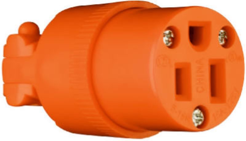 Pass & Seymour 6887OCC10 Electrical Connector, Heavy-Duty, 2-Pole, 15 A, 125 V, NEMA: NEMA 5-15R, Orange