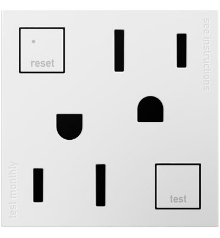 Legrand adorne Series AGFTR2152W4 GFCI Outlet, 125 VAC, 15 A, NEMA: NEMA 5-15R, White