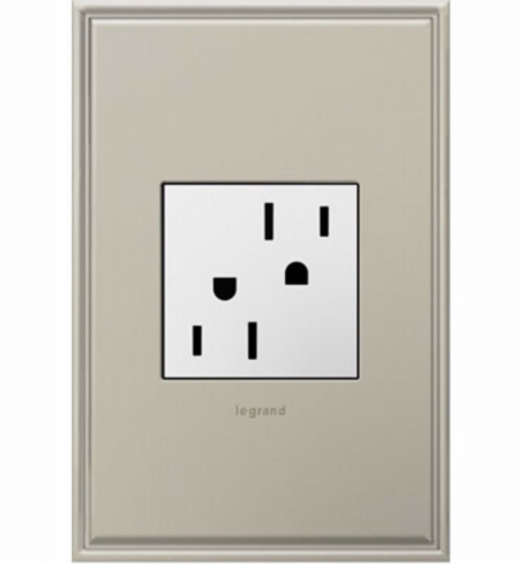 Legrand adorne ARTR152W4 2-Module Outlet, 3 -Pole, 15 A, 125 V, Back Wiring, NEMA: 5-15R, White