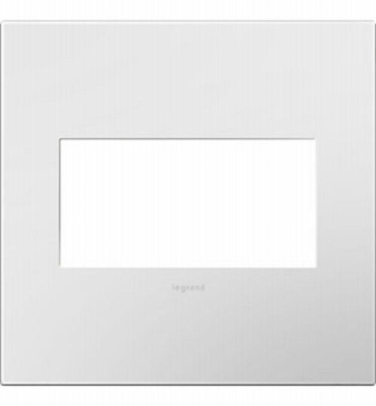 Legrand adorne AWP2GWH4 Wallplate, 5.13 in L, 5.29 in W, 2 -Gang, Plastic, White, Gloss