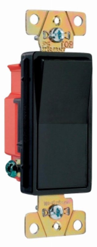 Legrand 2621BKCC8 Decorator Switch, 20 A, 120/277 VAC, Back Wire, Side Wire Terminal, 3.53 in H x 1.3 in W x 1.06 in D