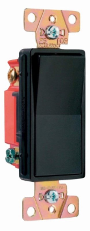 Legrand 2623BKCC6 Decorator Switch, 20 A, 120/277 VAC, Back Wire, Side Wire Terminal, Polycarbonate, Black
