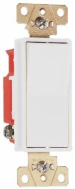 Legrand 2623WCC6 Decorator Switch, 20 A, 120/277 VAC, Back Wire, Side Wire Terminal, Polycarbonate, White