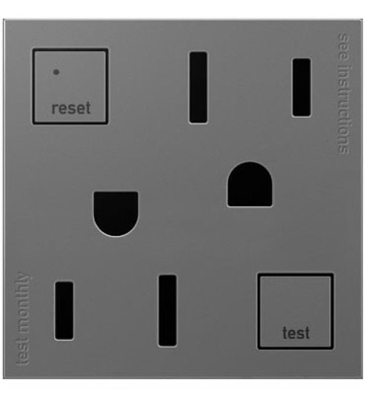 Legrand adorne AGFTR2152M4 GFCI Outlet, 125 VAC, 15 A, NEMA: NEMA 5-15R, Magnesium
