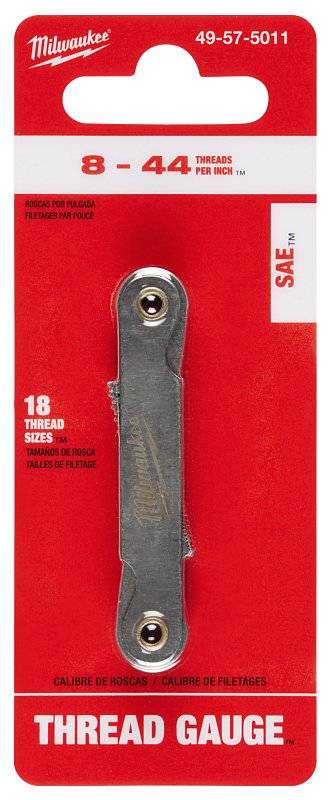 Milwaukee 49-57-5011 SAE Thread Gauge, 18-Leaf, 8 to 44 TPI/Pitch, HSS