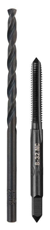Milwaukee 49-57-5521 Drill and Tap Bit, HCS, Black Oxide, Specifications: #8-32 NC Straight Flute Plug Tap, #29 Drill