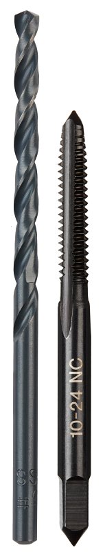 Milwaukee 49-57-5525 Drill and Tap Bit, HCS, Black Oxide, Specifications: #10-24 NC Straight Flute Plug Tap, #25 Drill