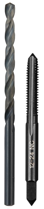 Milwaukee 49-57-5530 Drill and Tap Bit, HCS, Black Oxide, Specifications: #12-24 NC Straight Flute Plug Tap, #16 Drill