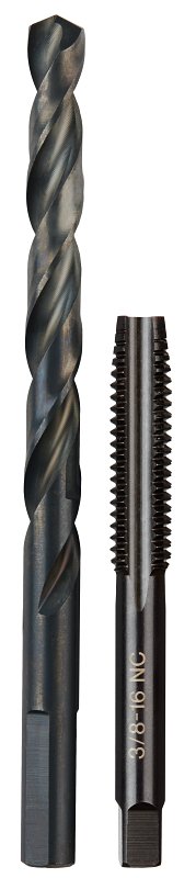 Milwaukee 49-57-5548 Drill and Tap Bit, HCS, Black Oxide, Specifications: 3/8-16 NC Straight Flute Plug Tap, 5/16 Drill